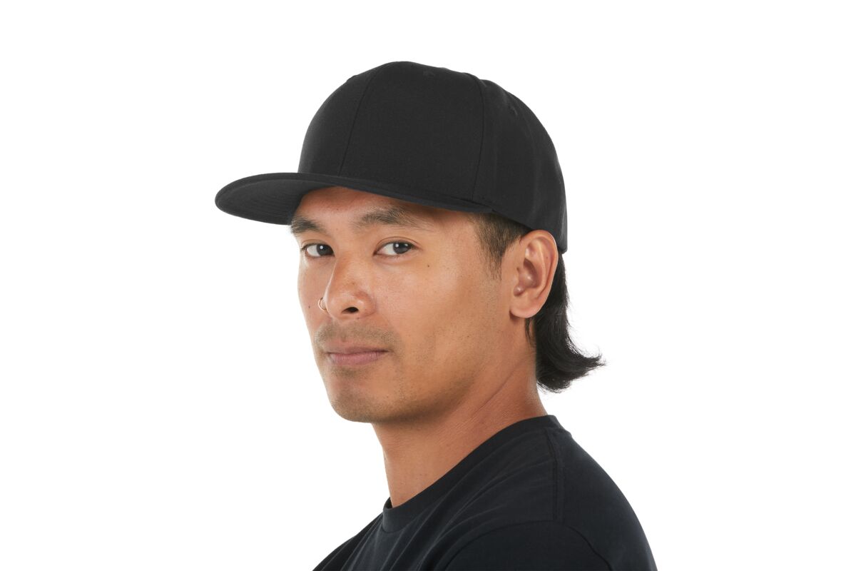 recycled-poly-classic-6-panel-hat-w6 WebPDP-HAT001002_Recycled_Poly_Classic_6Panel_Hat_Black_Studio_Harper_Studios_0723_Side_3__HAT001002OS.jpg