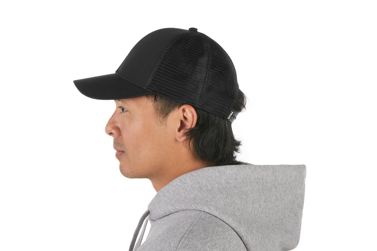 recycled-poly-low-profile-trucker-hat-a5 WebPDP-HAT002002_Recycled_Poly_Low_Profile_Trucker_Hat_Black_Studio_Harper_Studios_0723_Back__HAT002002OS.jpg