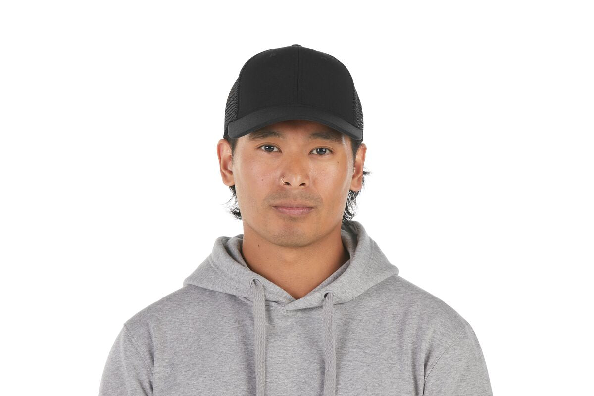 recycled-poly-low-profile-trucker-hat-a5 WebPDP-HAT002002_Recycled_Poly_Low_Profile_Trucker_Hat_Black_Studio_Harper_Studios_0723_Front__HAT002002OS.jpg