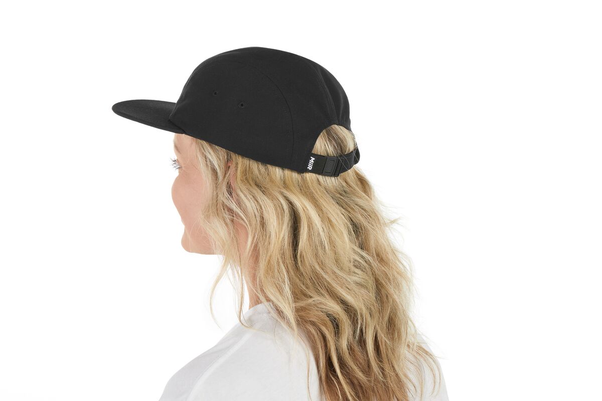 recycled-poly-flat-brim-5-panel-hat-v4 WebPDP-HAT003002_Recycled_Poly_Flat_Brim_5Panel_Hat_Black_Studio_Harper_Studios_0723_Side_2__HAT003002OS.jpg