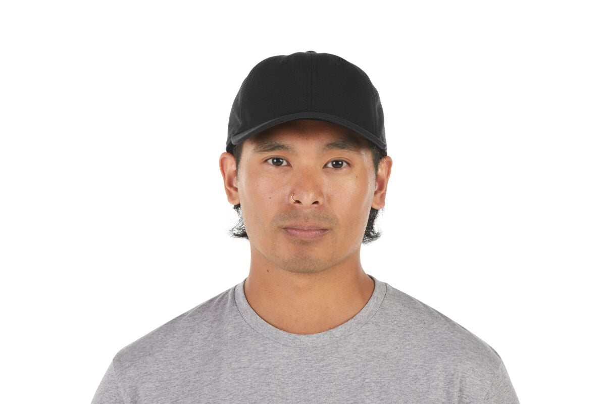 recycled-poly-dad-hat-d7 WebPDP-HAT004002_Recycled_Poly_Dad_Hat_Black_Studio_Harper_Studios_0723_Front__HAT004002OS.jpg